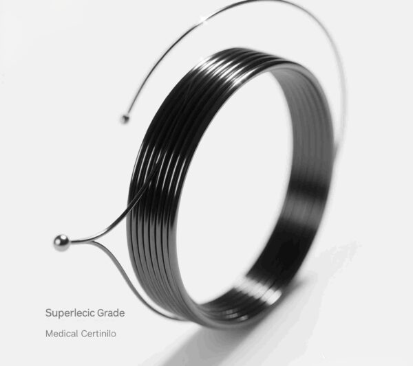 Medical-grade nickel titanium orthodontic wire close-up