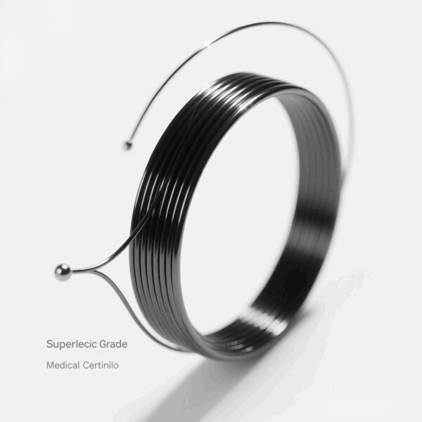 Medical-grade nickel titanium orthodontic wire close-up