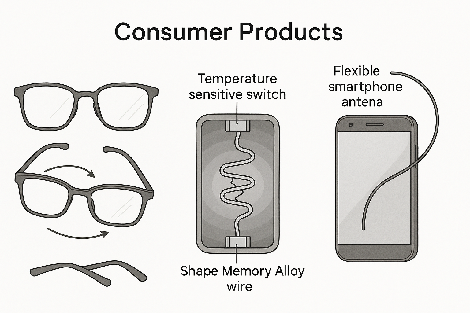 
Shape-memory-alloy-wire-used-in-eyeglasses-temperature-sensitive-switches-and-flexible-smartphone-antennas